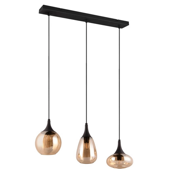 Potrójna lampa nad stół Lumina 317000313 szkło czarna bursztynowa