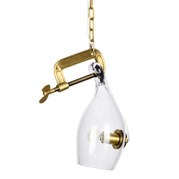 Industrialna lampa wisząca VICE MD10961-1S.BRASS szklany zwis przezroczysty