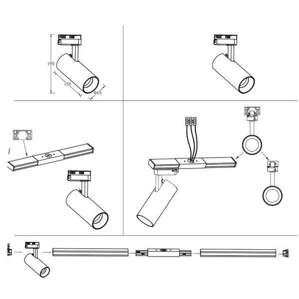 System szynowy ICE LP-732 3W BK SET Light Prestige metalowa OPRAWA zestaw listwa z reflektorkami czarna