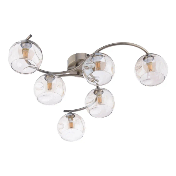 Szklana lampa sufitowa Nakita NAK6475-16 kulista bursztynowa mosiądz