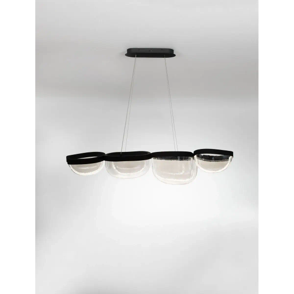 Wisząca lampa czarna szklana TUNTE do jadalni LED 43W 3500K ściemnialna nad stół LE46205