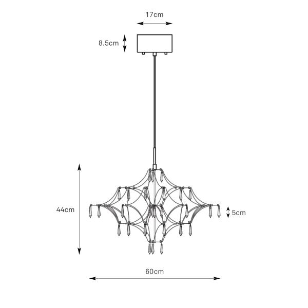 Żyrandol kryształowy Efesos 108869 LED 14W 3000K przezroczysty stalowy
