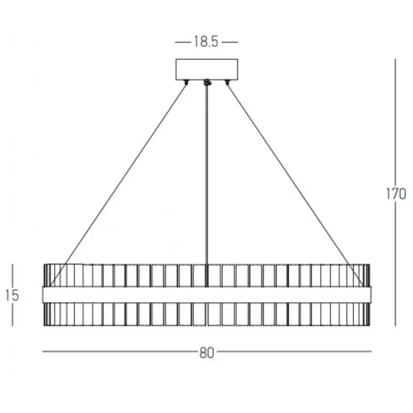 Wisząca kryształowa lampa nad stół 22040 LED 68W 3000K ring złoty