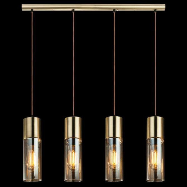 Wisząca LAMPA loft ANNIKA 21000-4HM Globo szklana OPRAWA tuby ZWIS na listwie mosiężny bursztynowy