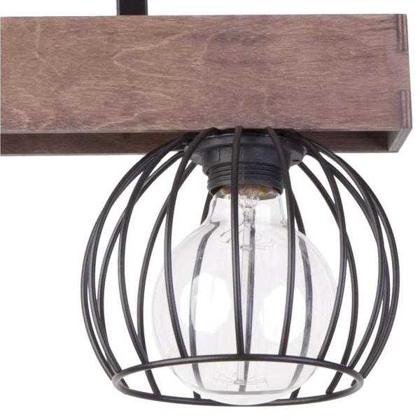 Plafon LAMPA sufitowa MILAN 31571 Sigma metalowa OPRAWA industrialne klatki druciane drewno brązowe