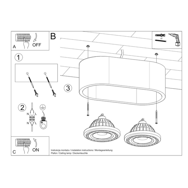 Owalny downligt betonowy SL.0882 szara lampa sufitowa