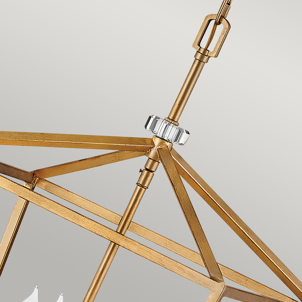 Wisząca lampa QN-STINSON-4P-L-DBR klatka kryształ mosiądz