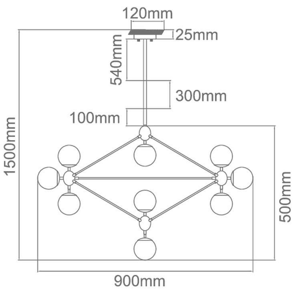 Żyrandol LAMPA wisząca Bao Gold Orlicki Design industrialna OPRAWA szklane kule ZWIS molekuły balls złote białe