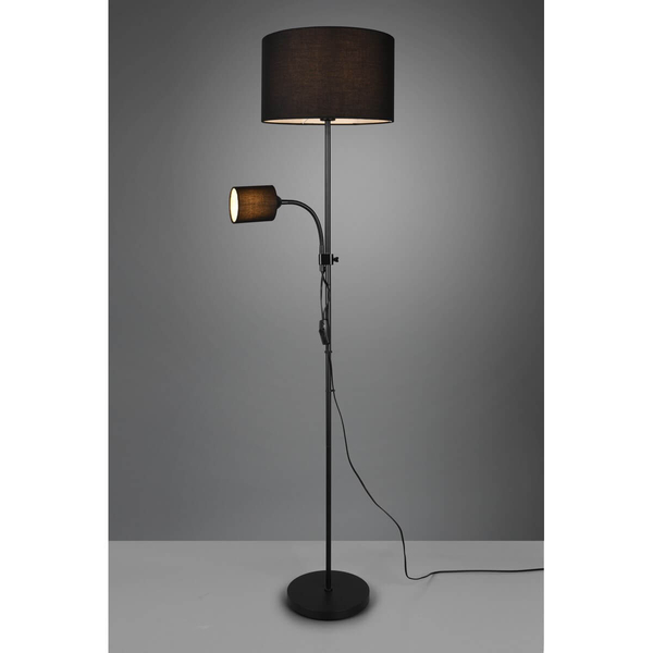 Stojąca lampa abażurowa OWEN R40192002 tkaninowa z wtyczką czarna