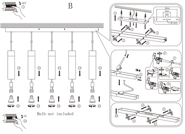 Lampa wisząca Tilo 2010483003 Nordlux kaskada metalowe tuby czarne