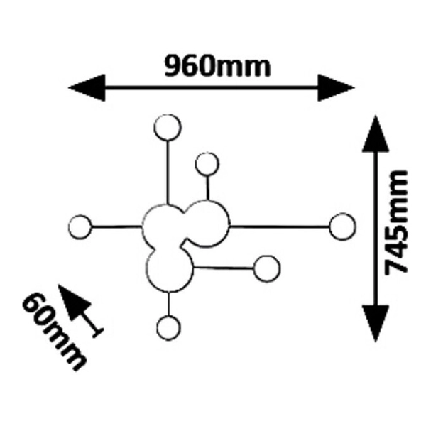 Ścienna LAMPA kinkiet AMADEO 6260 Rabalux metalowa OPRAWA dekoracyjna LED 21W 4000K molekuły furano czarna