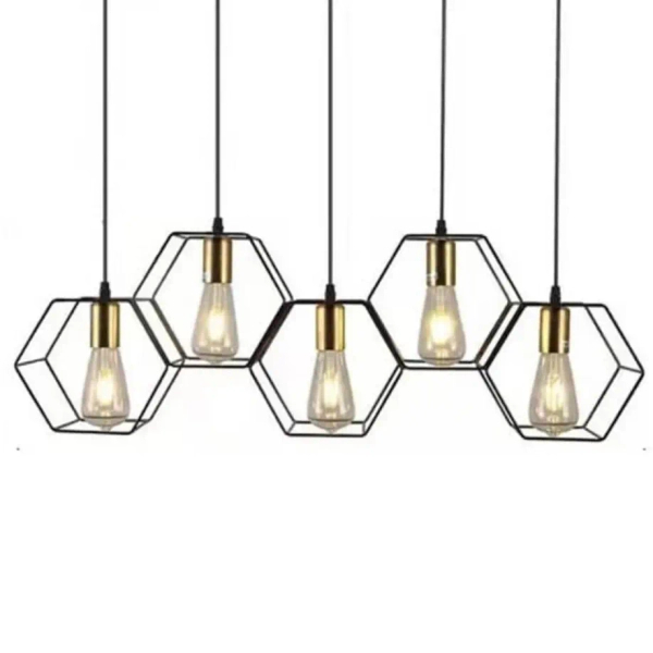 Wisząca lampa na listwie Honey ABIGALI-LWH-5XE27 plaster miodu czarna