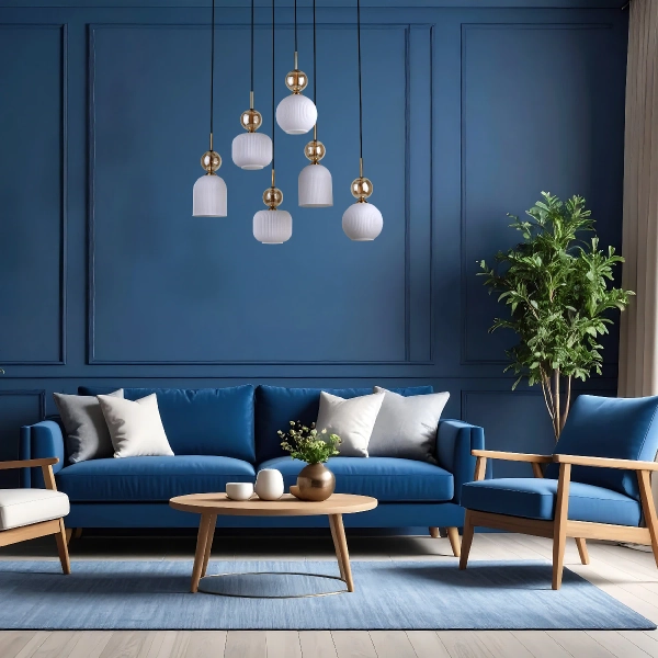 Nowoczesna wisząca lampa Sophia Cognac do salonu biały czarny