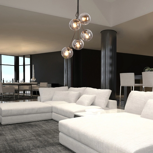 Loftowa lampa wisząca Glory 3508 przydymione molekuły kule nad łóżko