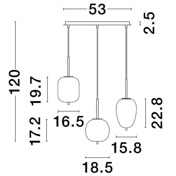 Potrójna lampa wisząca nad stół Pilar LE43657 czarna biała
