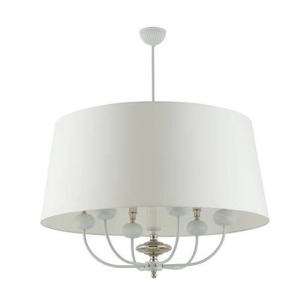 Żyrandol nad wyspę Narni NAR-ZW-6 (BC) z abażurem biały nikiel