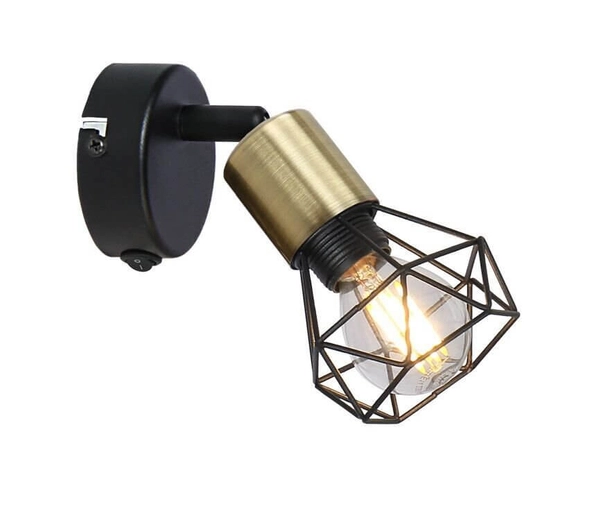 Ścienna lampa Xara 54802S-1AB włącznik czarny mosiądz