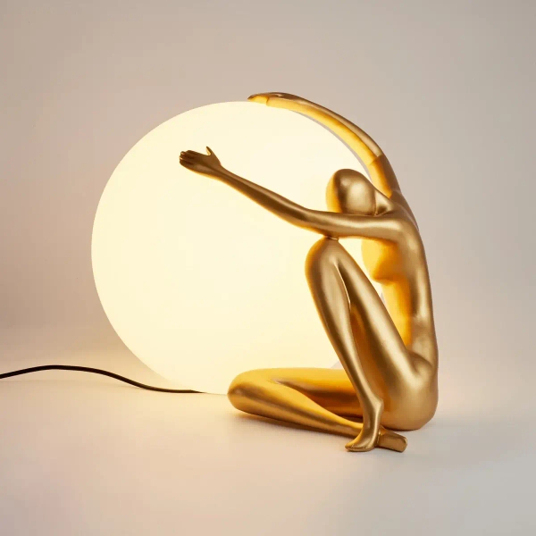 Lampa stołowa dekoracyjna WOMAN ST-6022-A biała złota włókno szklane akryl E27 kulista