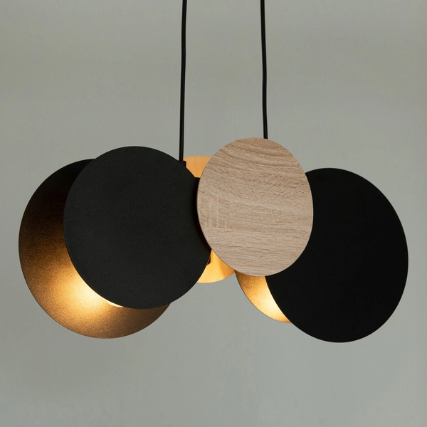 Salonowa lampa zwisowa Tola 41092 Sigma okręgi beżowa czarna