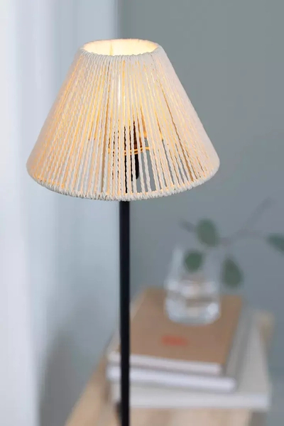Ekologiczna lampa stojąca Corda stołowa czarna beżowa