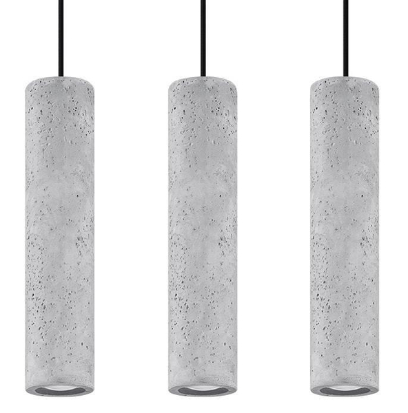 Wisząca LAMPA betonowa SL.0655 loftowa OPRAWA tuby ZWIS na listwie szary czarny