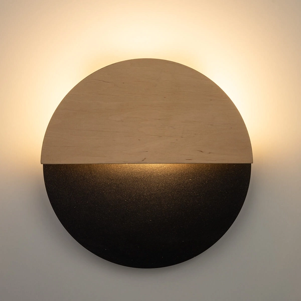 Naścienny kinkiet Luna 40861 LED 7W 3000K koło naturalny czarny