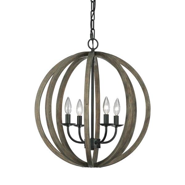 Wisząca lampa drewniana Allier FE-ALLIER-4P-WW Feiss do sypialni czarna