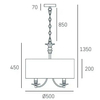 Abażurowa LAMPA wisząca ABU DHABI P05697CH-BK Cosmolight klasyczny zwis na łańcuchu czarna