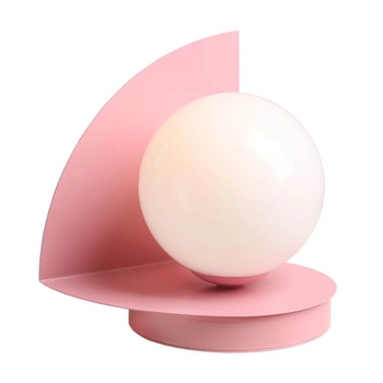 Lampka na szafkę nocna Una 1125B18 Aldex szkło metal kulista stołowa różowa