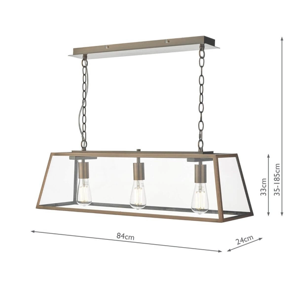 Szklana lampa wisząca na łańcuchu ACADEMY ACA0364 miedziany