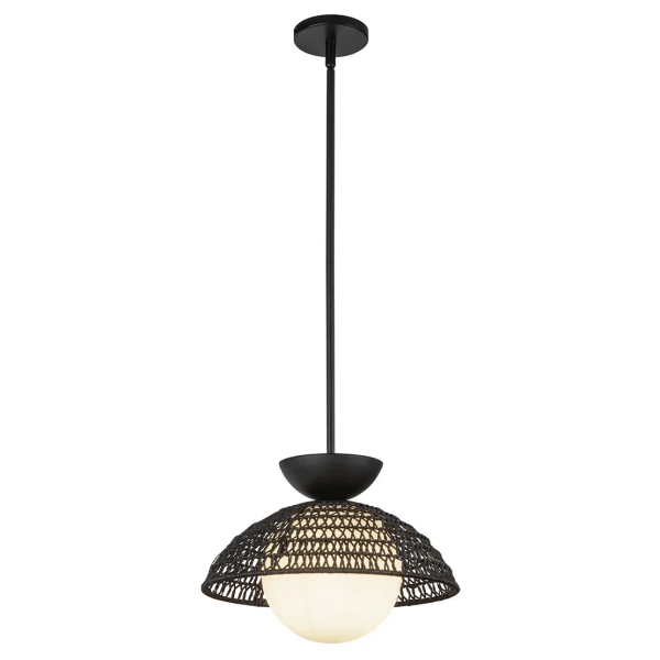 Pojedyncza wisząca lampa Perth ALM-PERTH-P-BK rattan czarny