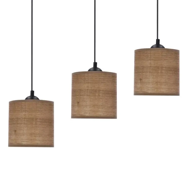 Potrójna lampa wisząca LEGNO 33-18335 z abażurami brązowa czarna