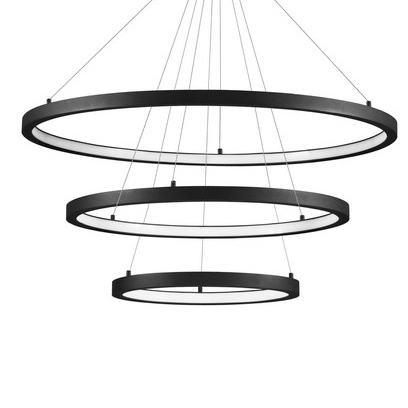 LAMPA wisząca IRUN LE41410 Luces Exclusivas okrąga OPRAWA metalowy ZWIS LED 108W 3000K pierścienie rings czarne