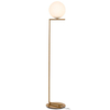 Stojąca LAMPA podłogowa CONDI MLM-7475/1-G MDECO loftowa OPRAWA szklana kula ball mosiądz biała