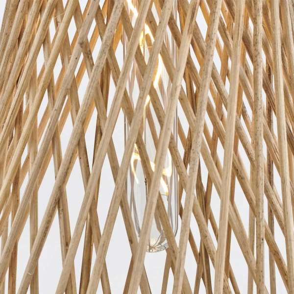 Rattanowa wisząca lampa Twyla QN-TWYLA-1P-BNG ażurowa złota