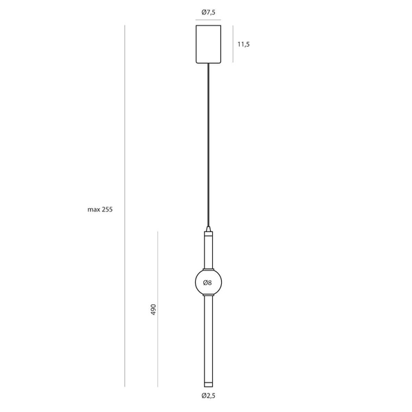 Wisząca lampa kamienna VERDES P0611 LED 10W 3000K tuba czarna