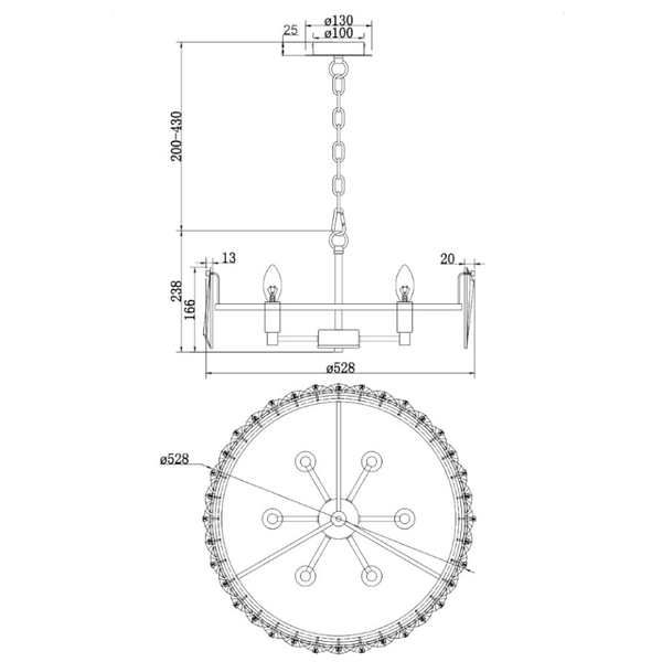 Wisząca LAMPA glamour PUNTES MOD043PL-06G Maytoni okrągła OPRAWA szklany ZWIS modernistyczny złoty