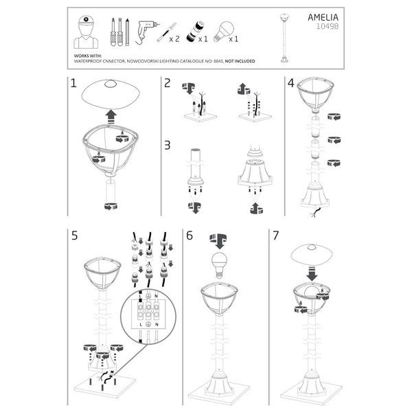 Ogrodowa lampa stojąca Amelia 10498 IP44 latarnia metalowa czarna