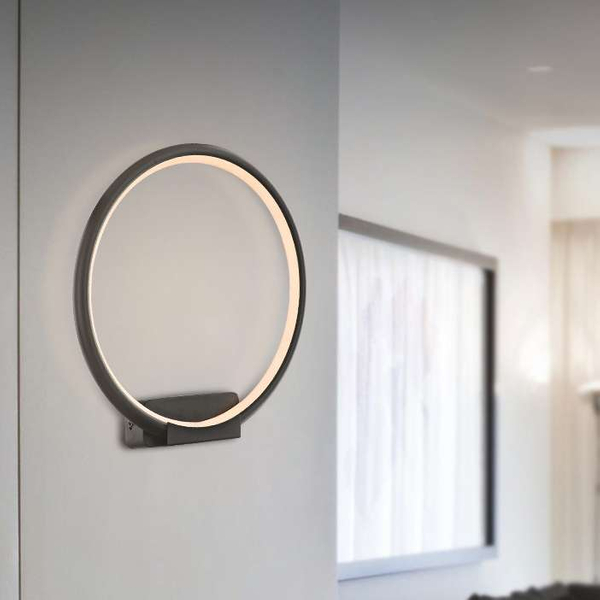 Kinkiet LAMPA ścienna MDECO SLIM/000101/4000/B okrągła OPRAWA metalowa LED 18W 4000K pierścień ring czarny