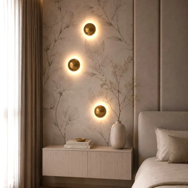 Złota lampa ścienna BUTTON ST-9931W okrągła LED 1x11W metalowa