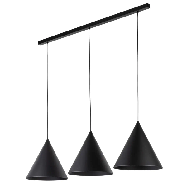 Lampa wisząca potrójna CONO 10060 do salonu trójkątna czarny