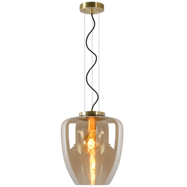 LAMPA wisząca FLORIEN  30473/28/62 Lucide loftowa OPRAWA szklany zwis bursztynowy mosiądz