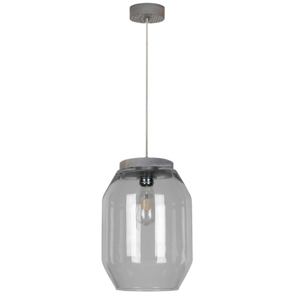 Lampa wisząca VASO 169020157 szklana słoik przydymiony drewno