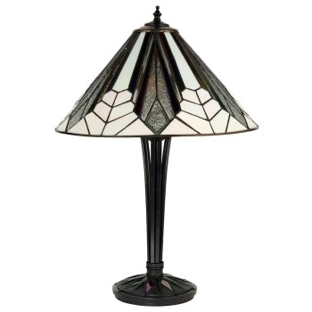 Szklana lampa nocna Astoria 63939 witrażowa do sypialni brązowa kolorowa