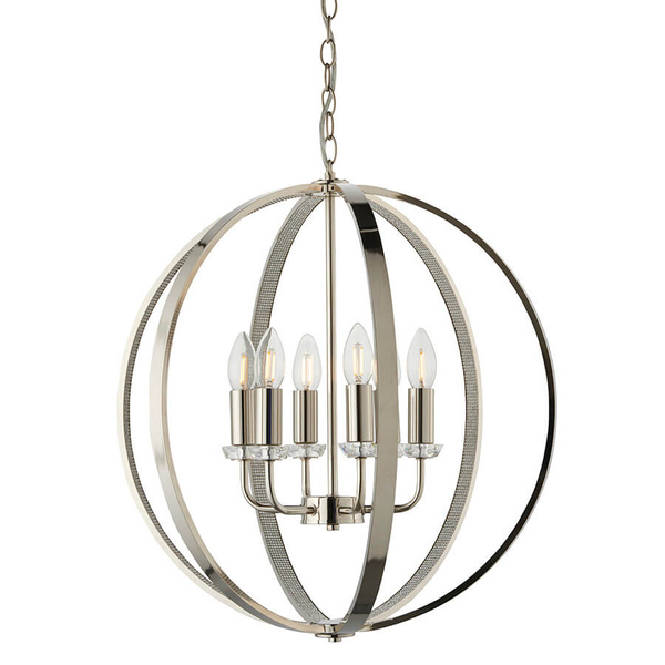 Wisząca lampa retro Ritz 81508 kulista świecznikowa srebrny