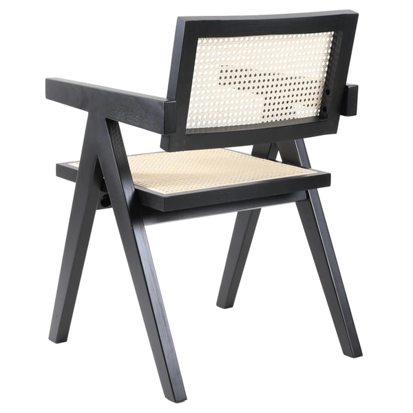 Rattanowe krzesło BOHO MH-011CH-BN Step podłokietniki drewno czarne beżowe