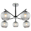 Modernistyczna LAMPA sufitowa 1859/5 8C BL Elem szklana OPRAWA loftowa molecular chrom czarna