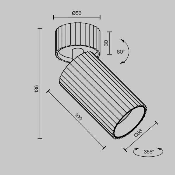Regulowana lampa sufitowa Calipso C108CL-01-GU10-BS tubka mosiądz
