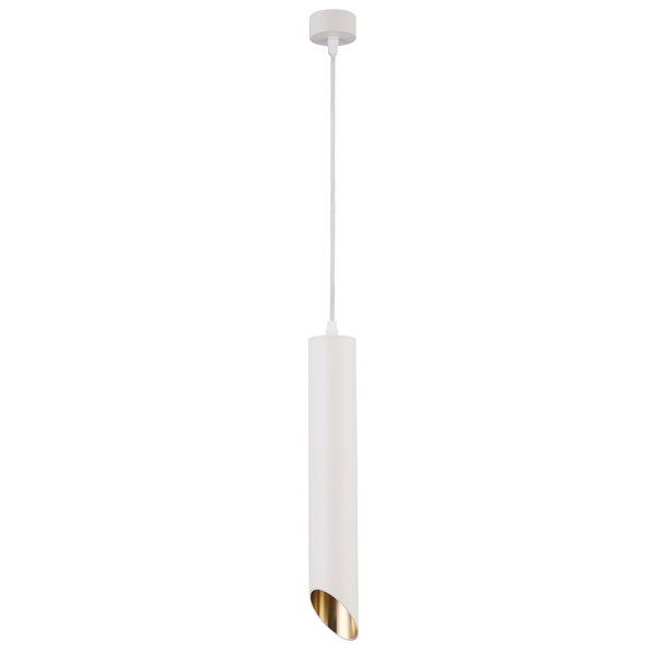 Wisząca lampa tuba ścięta nad stół metalowa biała złota Lipari OUTLET
