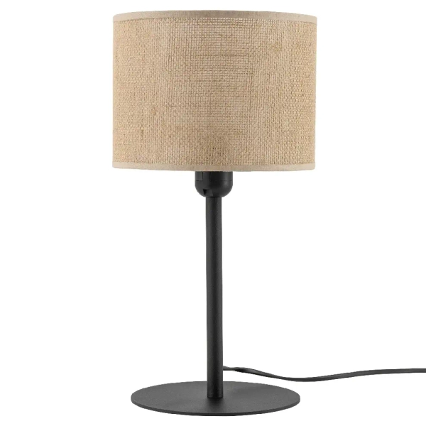 Stołowa lampa do salonu Juta 5552 tuba naturalna juta czarny